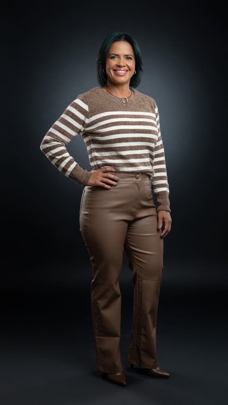 Calça couro eco e blusa modal